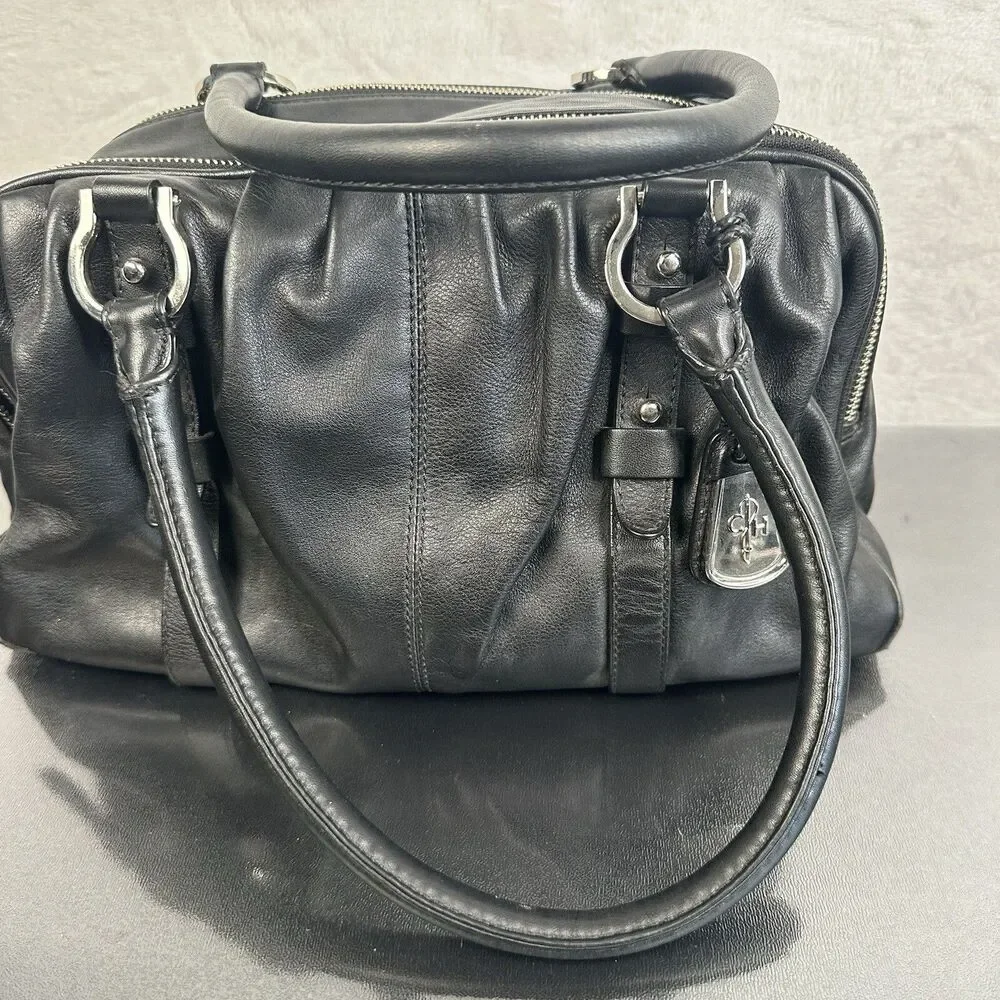 Cole Haan Cornelia Women's Triple Zip Satchel Handbag Black-Smooth Soft Leather
